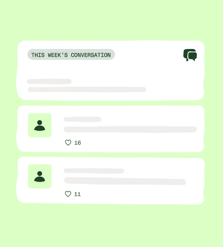 An abstract illustration of "this week's conversation" with comments below.